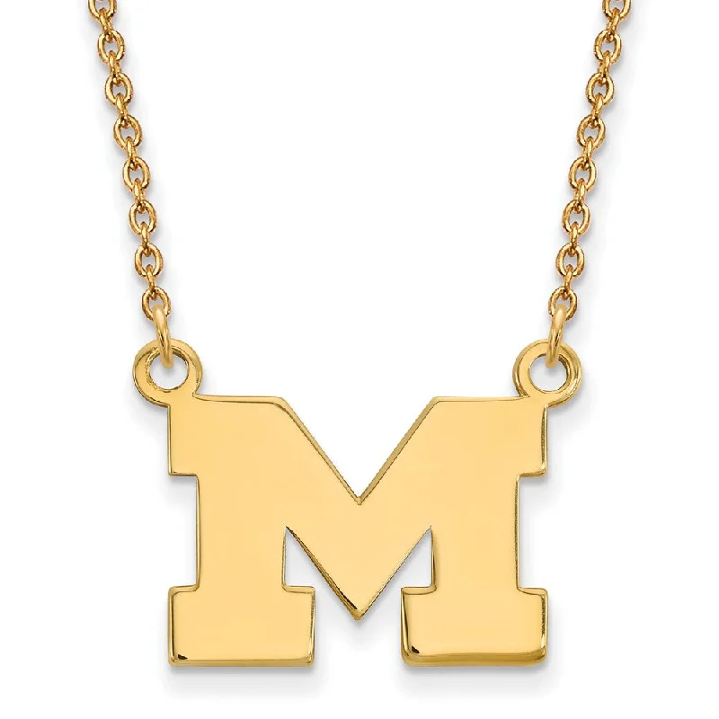 Diamond choker necklace-10k Yellow Gold U of Michigan Small Initial M Pendant Necklace