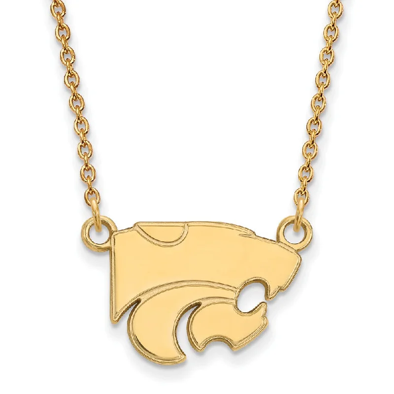 Sterling silver pendant necklace-14k Gold Plated Silver Kansas State Sm Wildcat Pendant Necklace