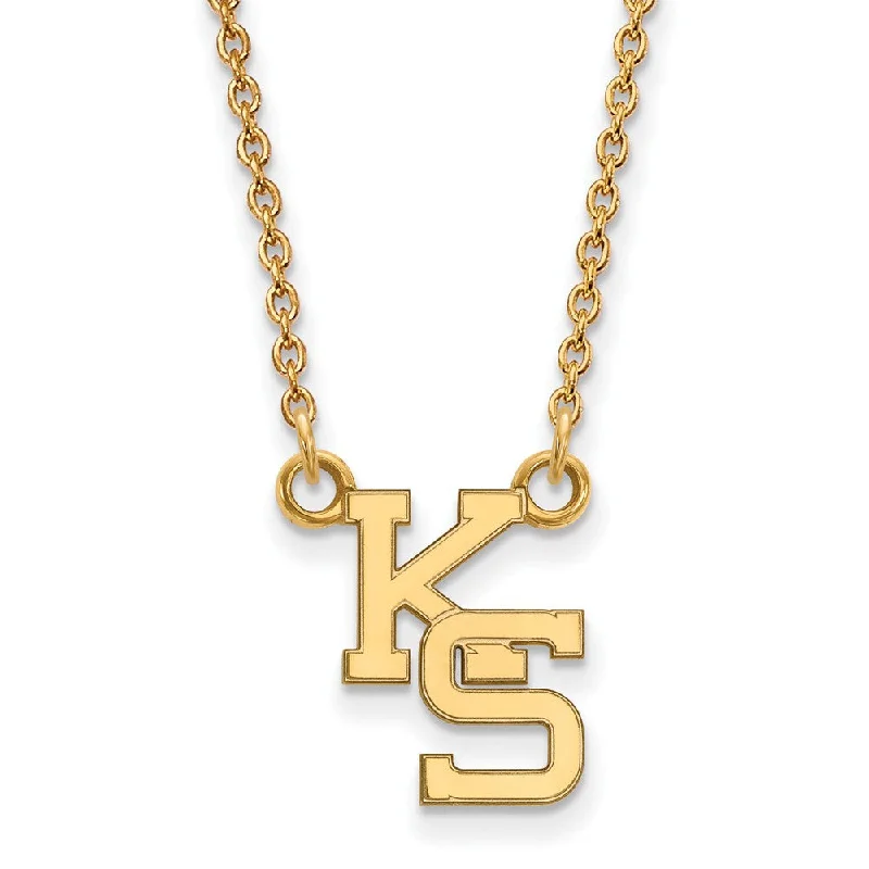 14k Gold Plated Silver Kansas State Small Pendant Necklace