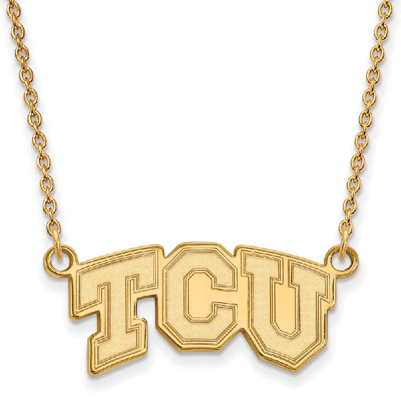 Mixed metal necklace-14k Gold Plated Silver Texas Christian U Sm TCU Pendant Necklace