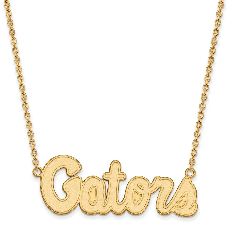 14k Gold Plated Silver U of Florida Large Gators Pendant Necklace