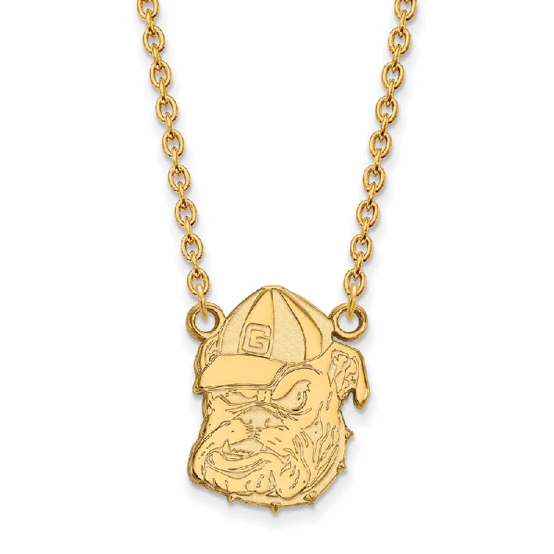 Textured chain necklace-14k Gold Plated Silver U of Georgia Lg Bulldog Pendant Necklace