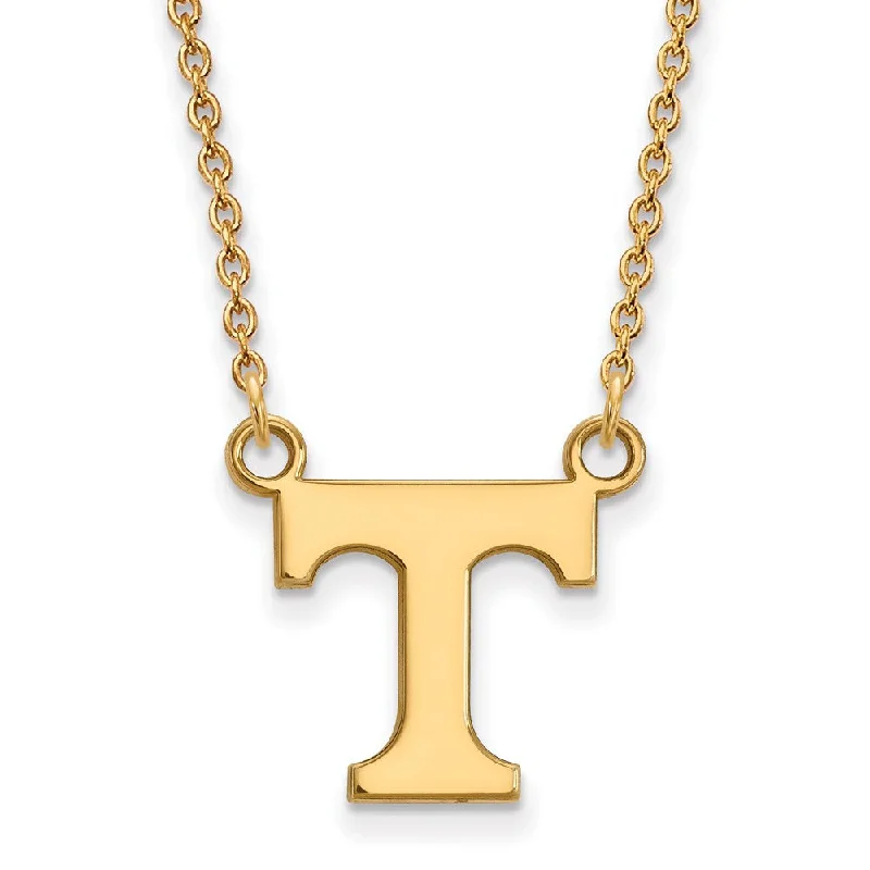 14k Gold Plated Silver U of Tennessee Small Initial T Pendant Necklace