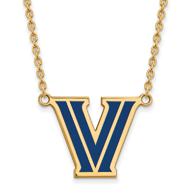 14k Gold Plated Silver Villanova U Large Enamel Pendant Necklace