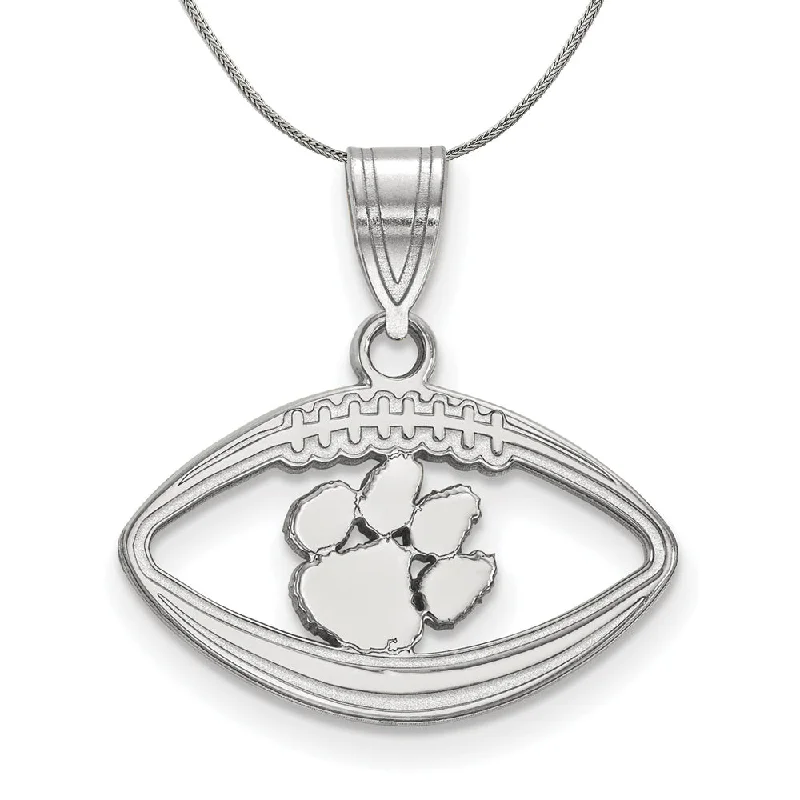 Sterling Silver Clemson U Football Pendant Necklace