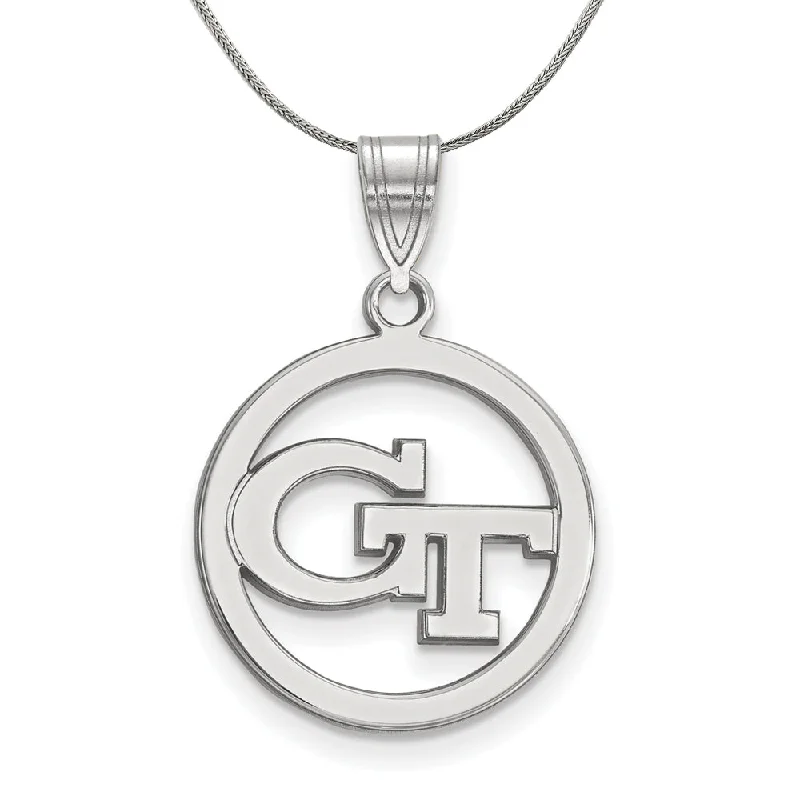 Sterling Silver Georgia Technology Small Circle Pendant Necklace