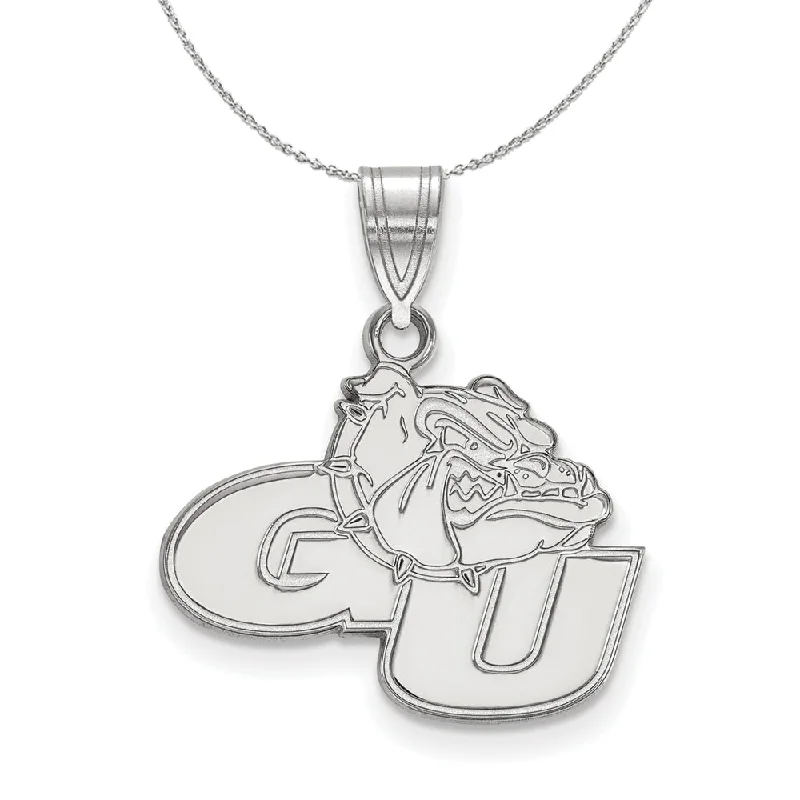 Rough stone necklace-Sterling Silver Gonzaga U Medium Pendant Necklace