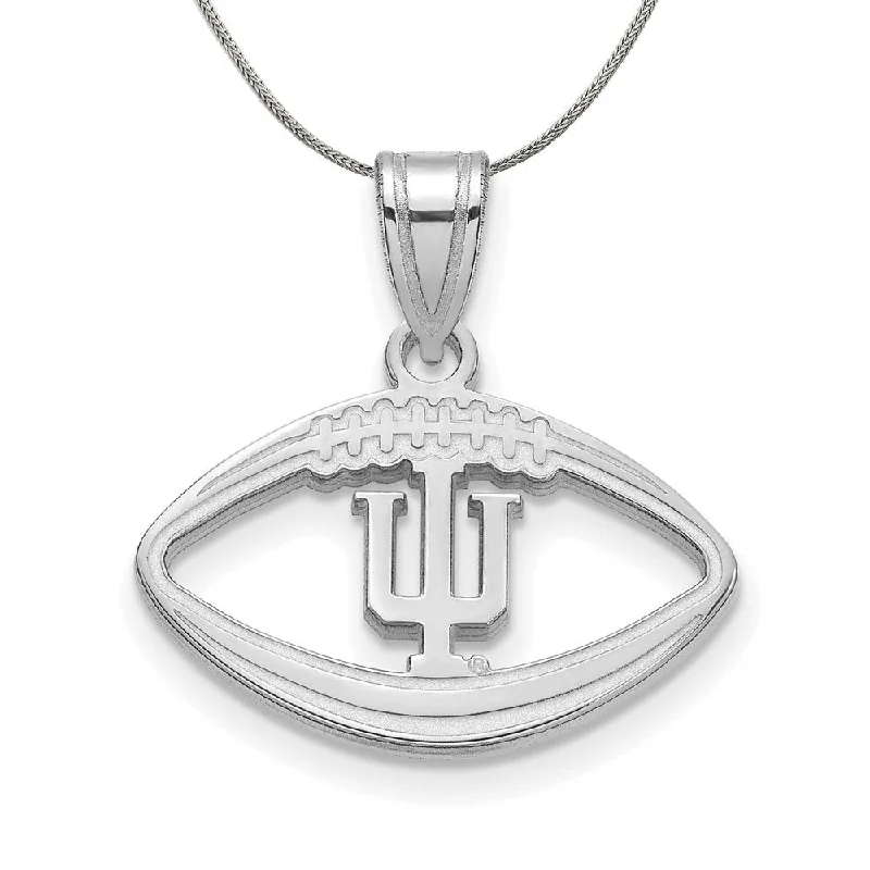 Sterling Silver Indiana U Football Pendant Necklace