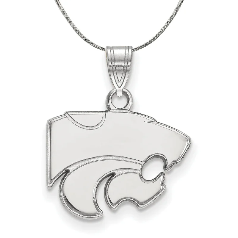 Textured chain necklace-Sterling Silver Kansas State Small Necklace