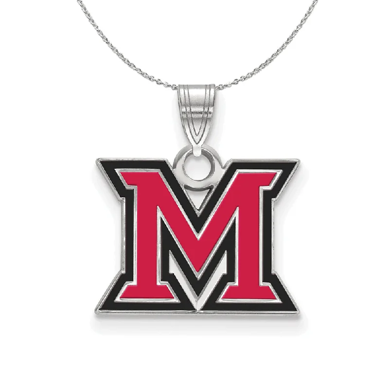 Sterling Silver Miami U Small Enamel 'M' Necklace