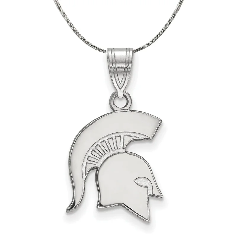 Sterling Silver Michigan State Medium Pendant Necklace