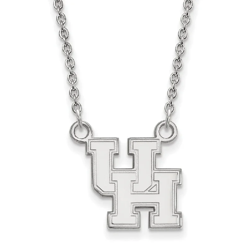 Wave pattern necklace-Sterling Silver U of Houston Small Pendant Necklace