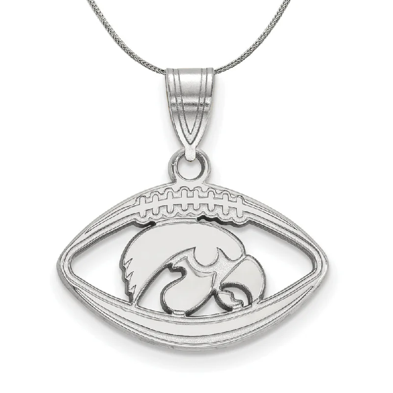 Sterling Silver U. of Iowa Football Pendant Necklace