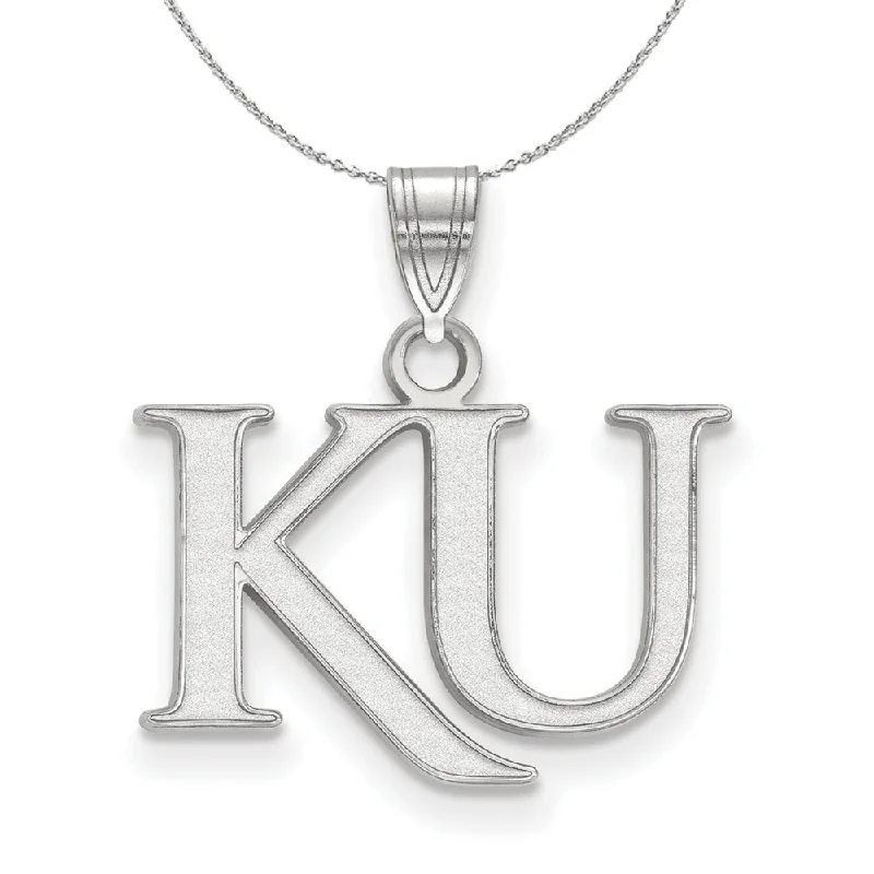 Sterling Silver U. of Kansas Small 'KU' Necklace