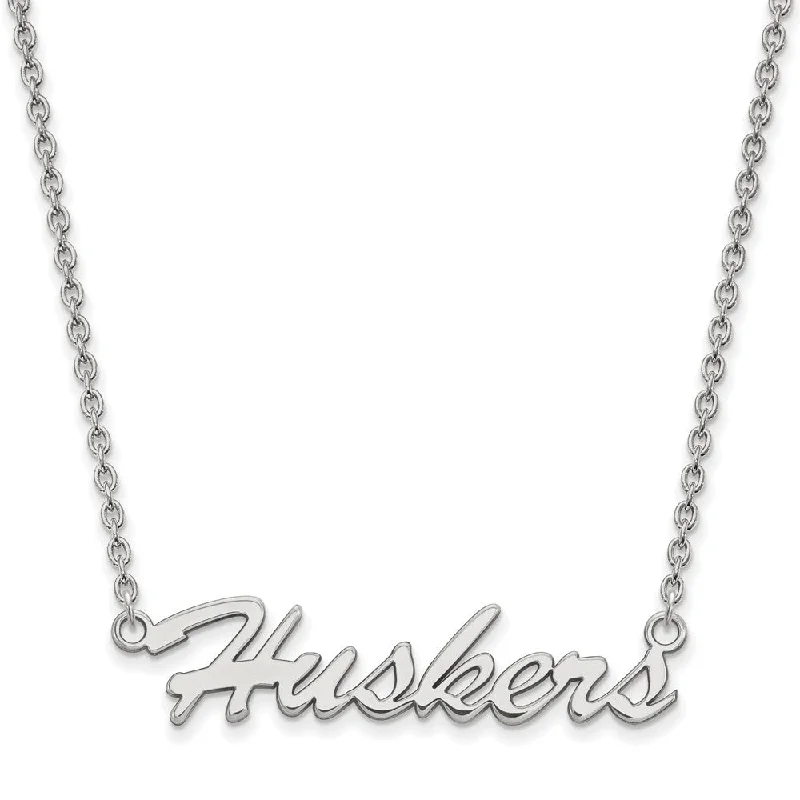 Sterling Silver U of Nebraska Medium Pendant Necklace