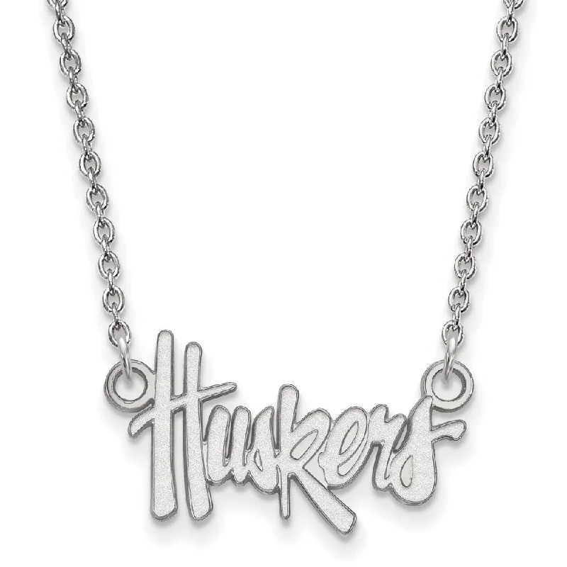 Sterling Silver U of Nebraska Small Huskers Pendant Necklace