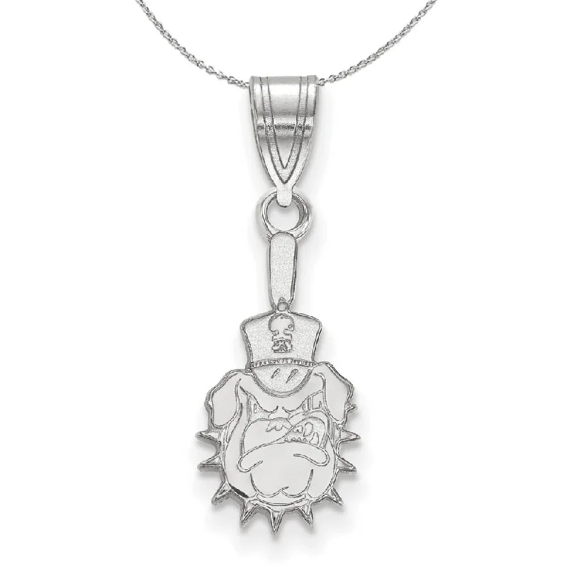 Rhodium Plated Sterling Silver The Citadel Medium Logo Disc Necklace