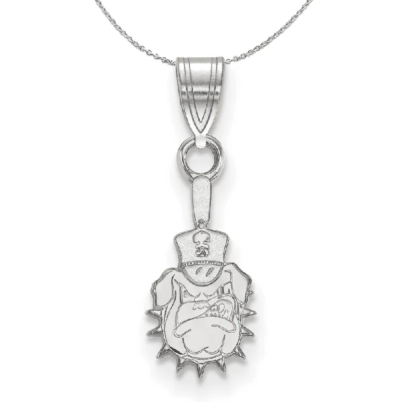 Rhodium Plated Sterling Silver The Citadel Small Logo Disc Necklace