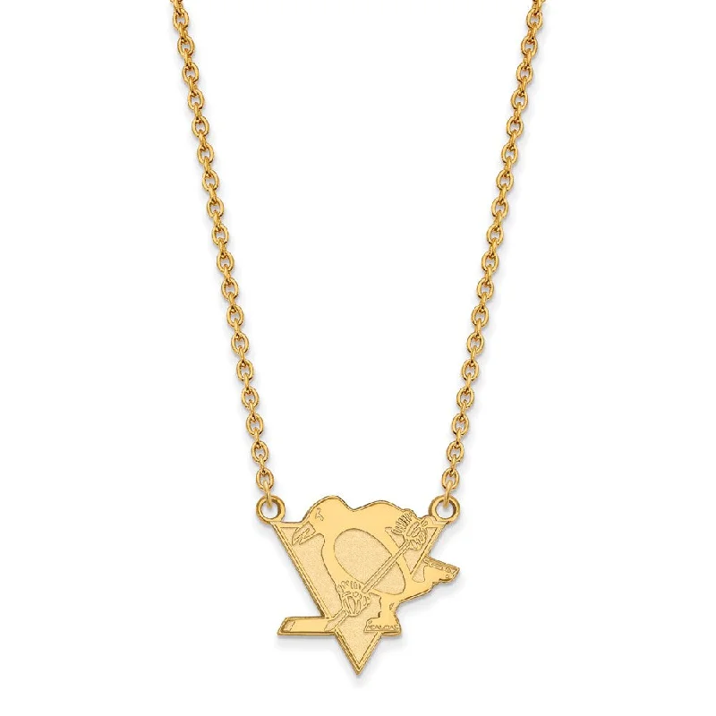 SS 14k Yellow Gold Plated NHL Pittsburgh Penguins LG Necklace, 18 Inch