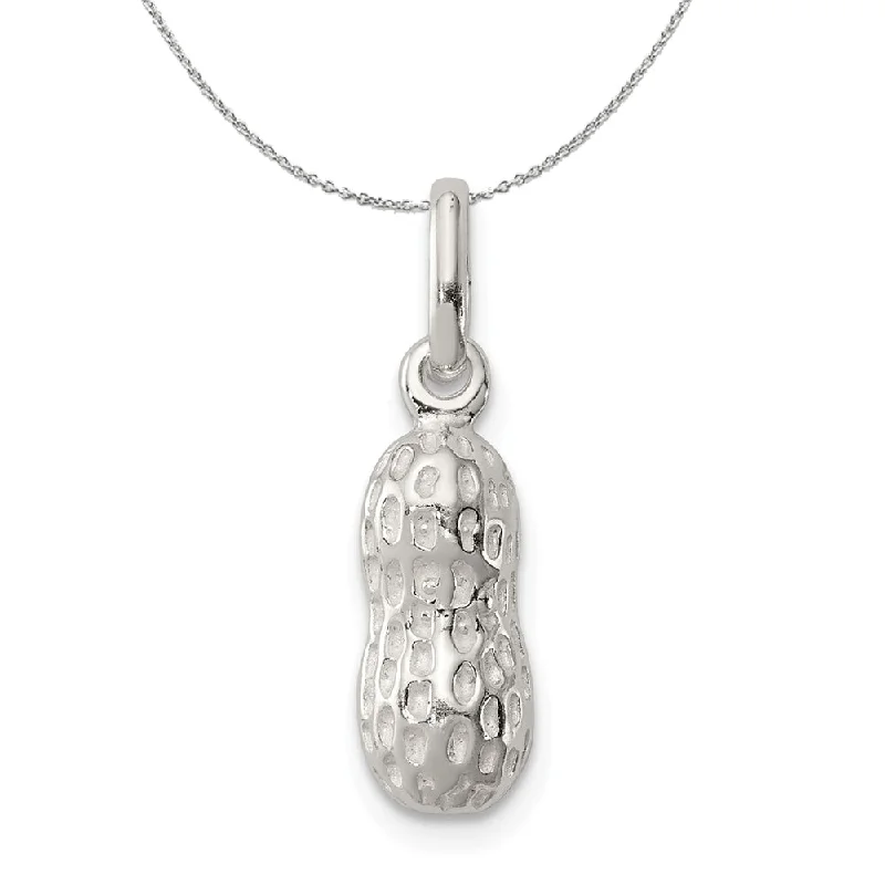 Sterling Silver 3D Peanut Charm Necklace