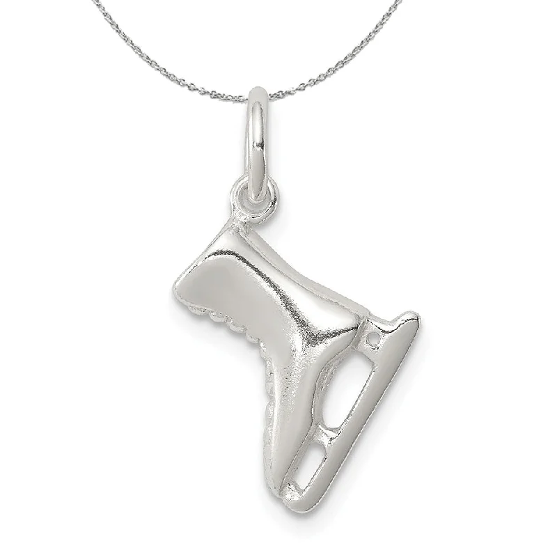 Knotted love necklace-Sterling Silver 3D Polished Ice Skate Charm Necklace