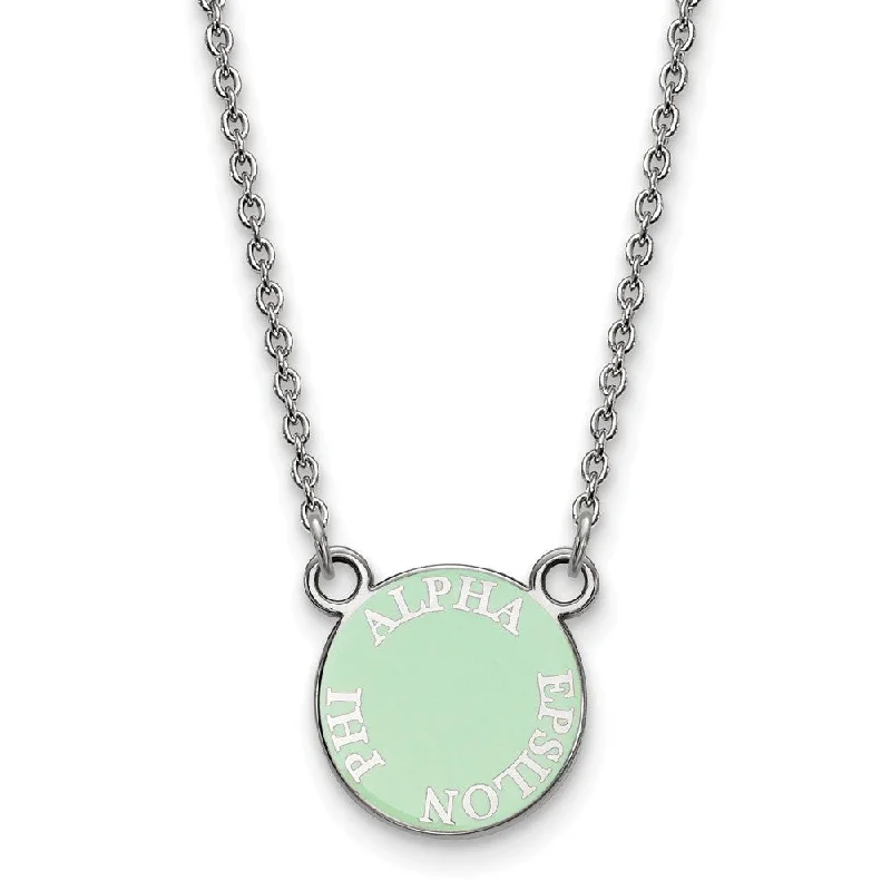 Emerald gemstone necklace-Sterling Silver Alpha Epsilon Phi XS (Tiny) Enamel Disc Necklace