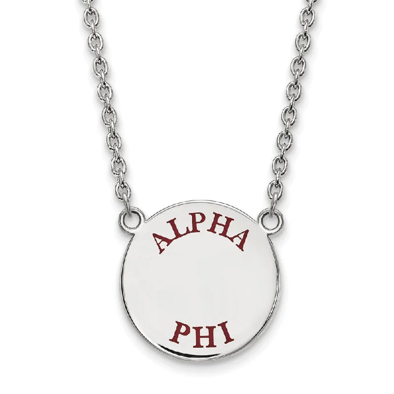 Diamond choker necklace-Sterling Silver Alpha Phi Large Enamel Greek Letters Necklace