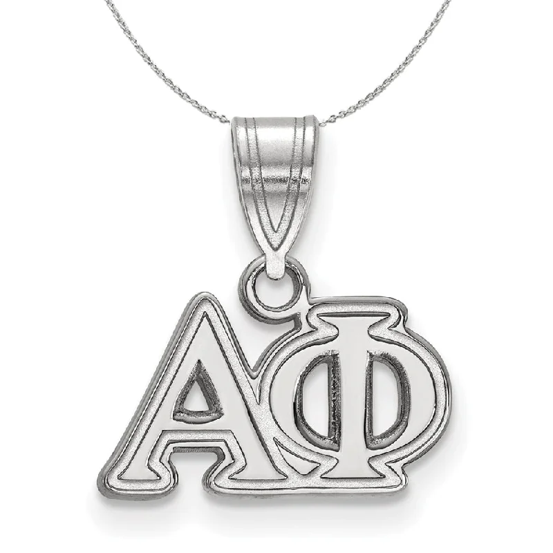 Sterling Silver Alpha Phi Medium Greek Pendant Necklace