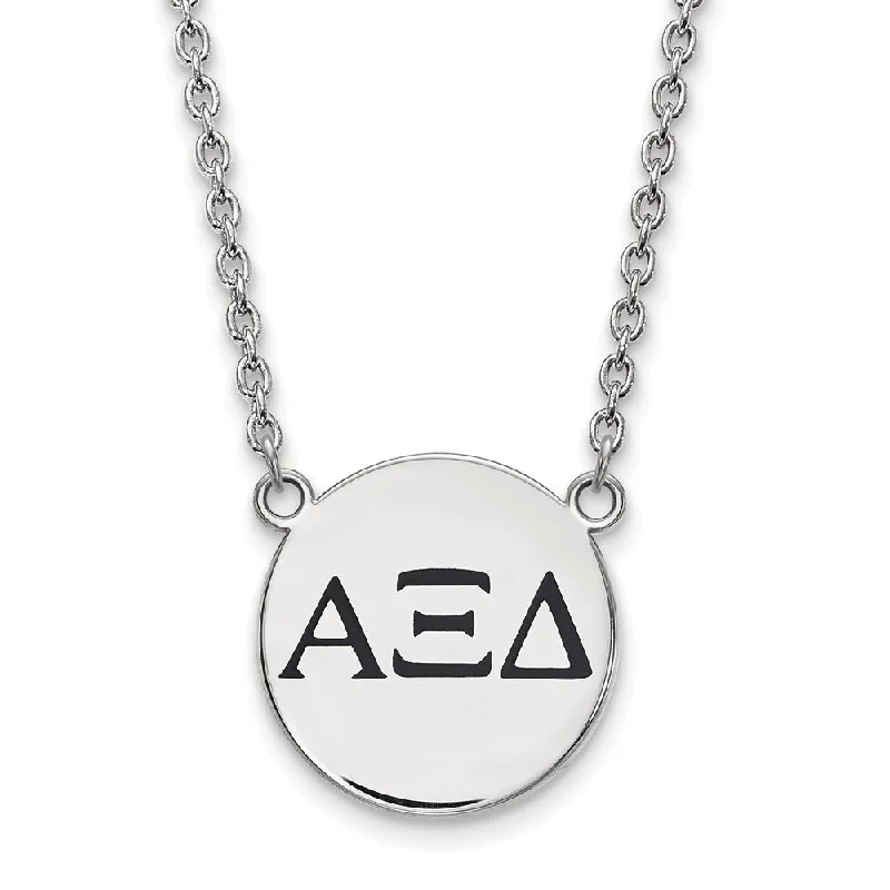 Retro style necklace-Sterling Silver Alpha Xi Delta Large Enamel Greek Letters Necklace