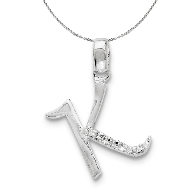 Sterling Silver and CZ, Lauren Collection, Initial K Necklace