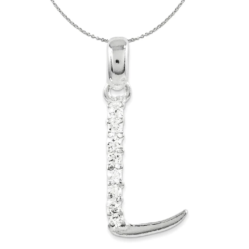 Sterling Silver and CZ, Lauren Collection, Initial L Necklace