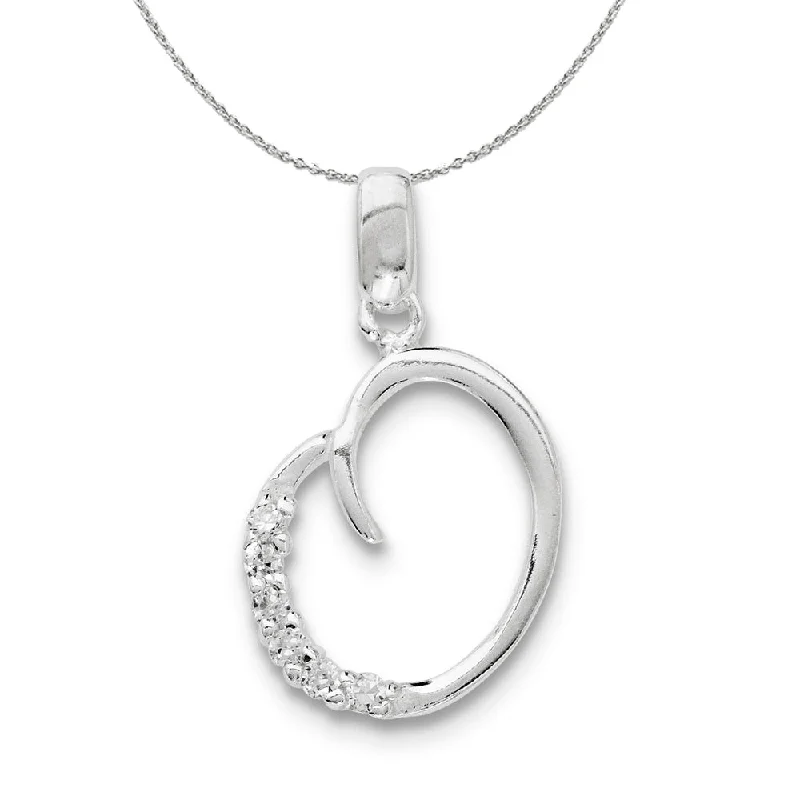 Dotted pattern necklace-Sterling Silver and CZ, Lauren Collection, Initial O Necklace