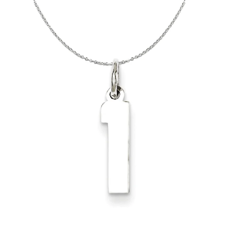 Sterling Silver, Athletic Collection Medium Polished Number 1 Necklace