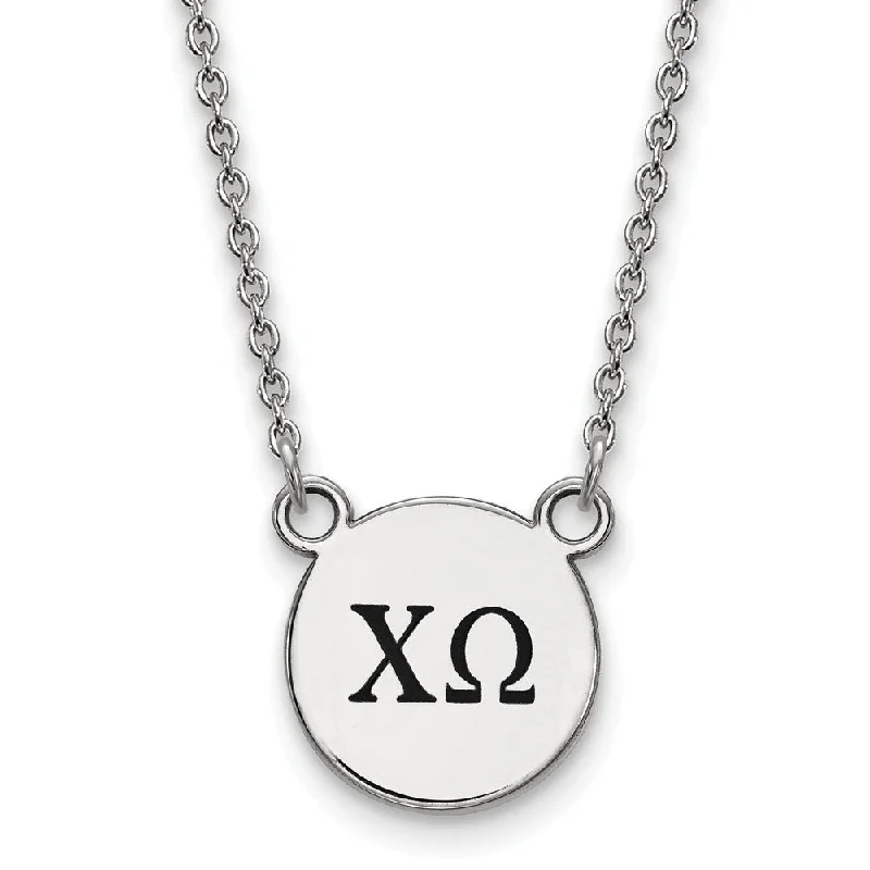 Sterling Silver Chi Omega Small Enamel Greek Letters Necklace