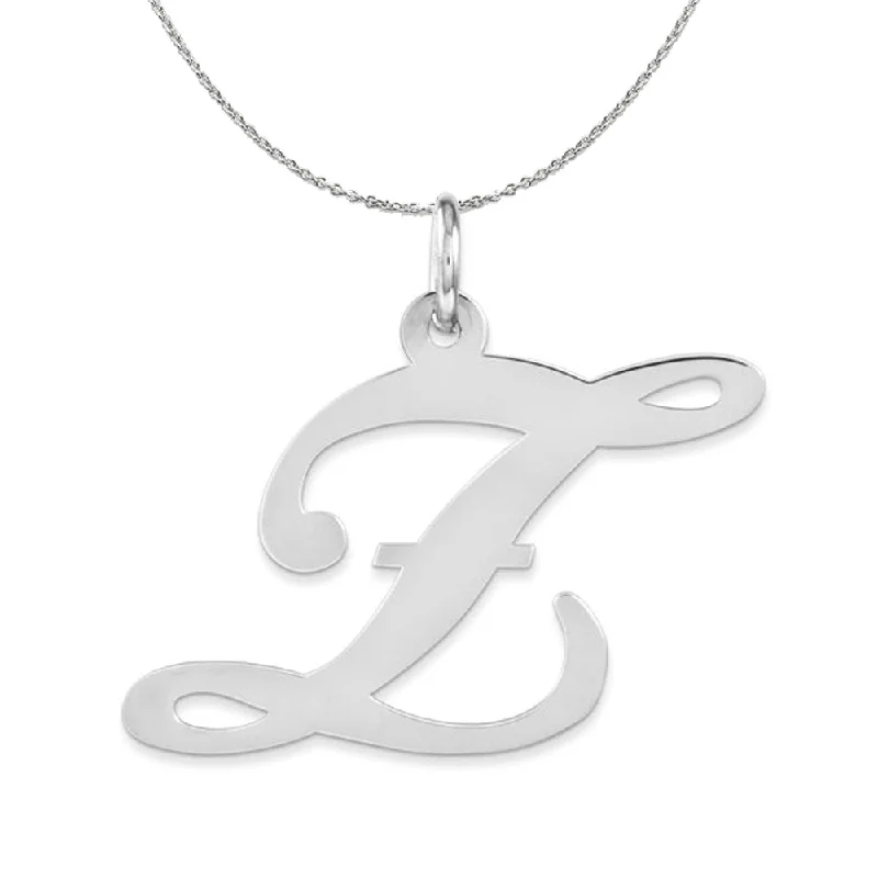 Chevron pattern necklace-Sterling Silver, Ella Collection, LG Fancy Script Initial Z Necklace