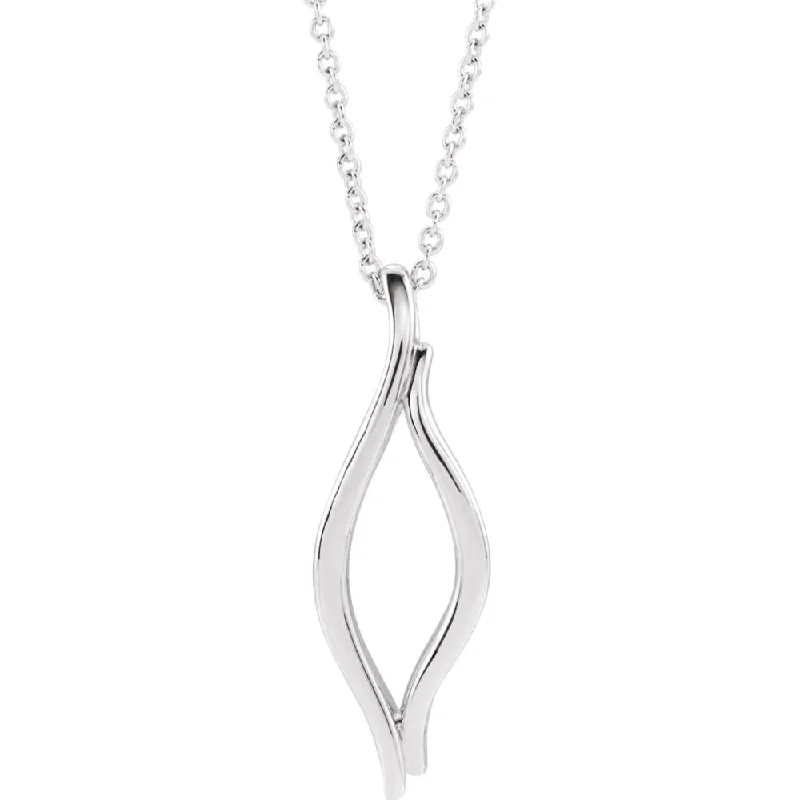 Dainty initial necklace-Sterling Silver Freeform Marquise Necklace, 16-18 Inch