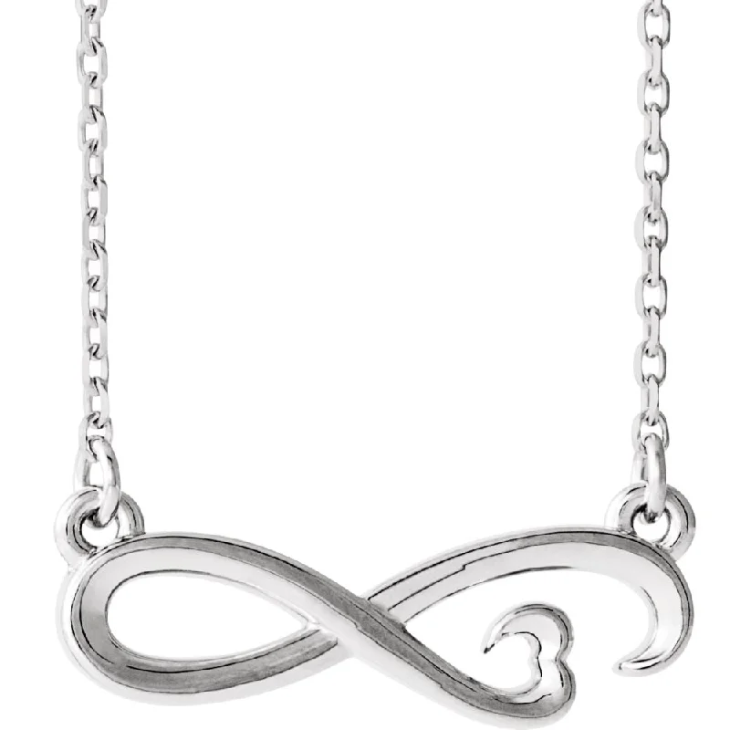 Statement chunky necklace-Sterling Silver Infinity Heart Necklace, 16-18 Inch