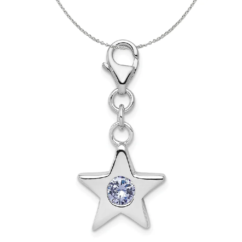 Celtic knot necklace-Sterling Silver June CZ Birthstone 13mm Star Clip-on Charm Necklace