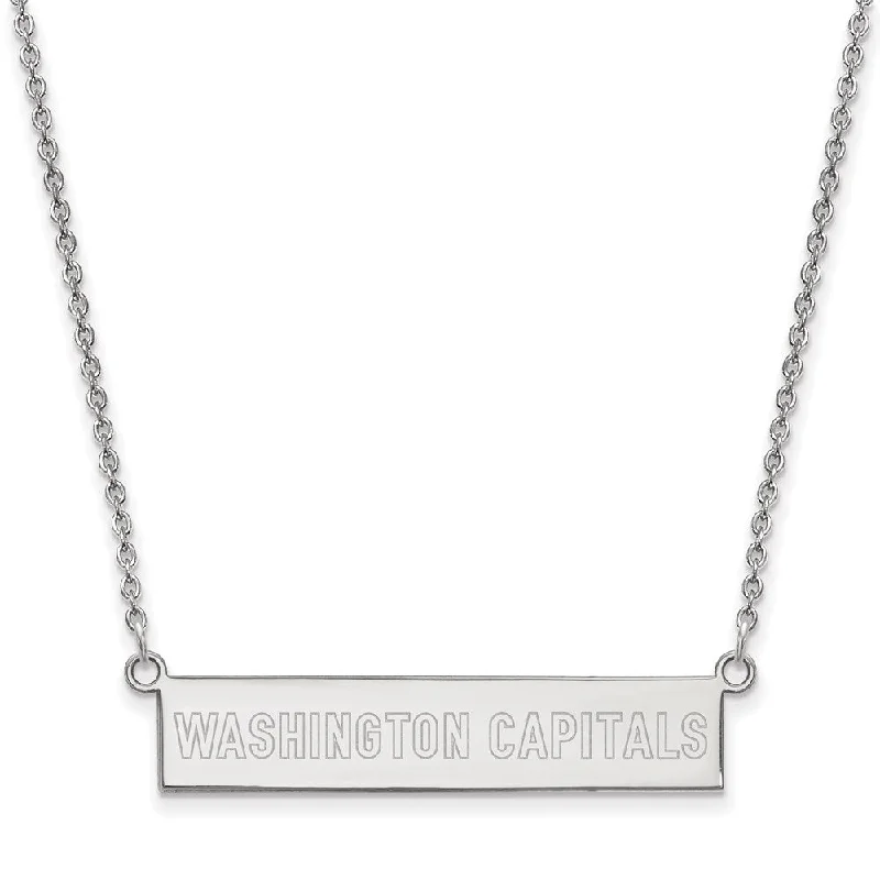 Sterling Silver NHL Capitals SM Bar Necklace, 18 In