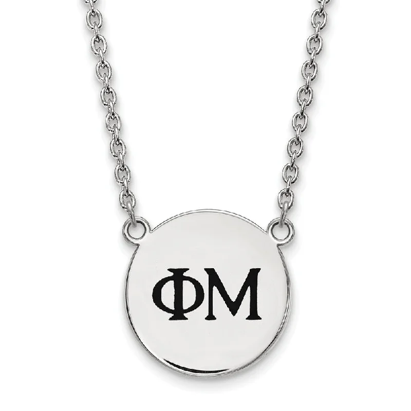 Sterling Silver Phi Mu Small Enamel Greek Letters Necklace