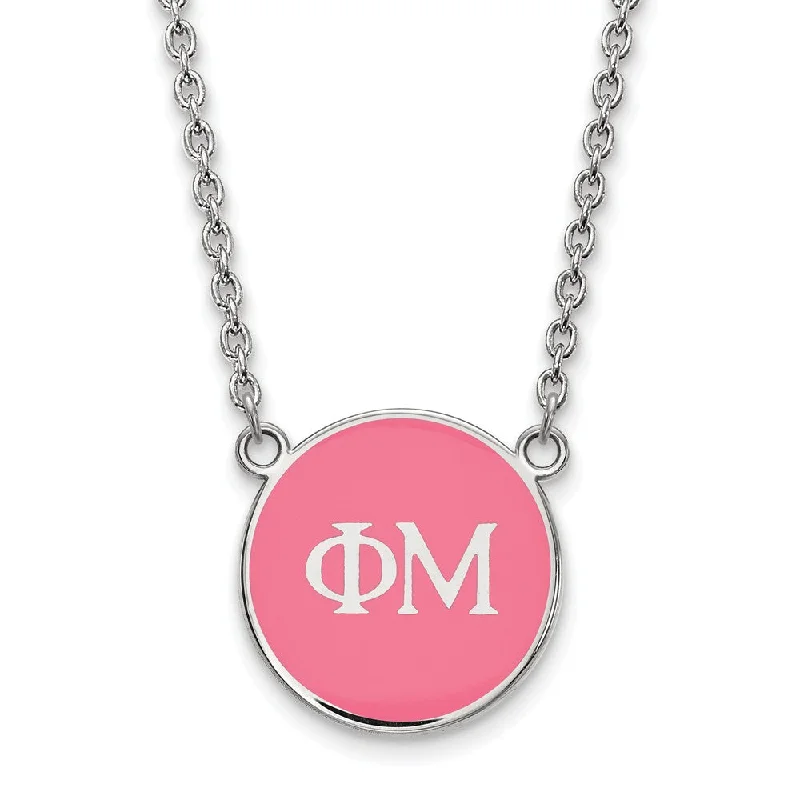 Triple layer necklace-Sterling Silver Phi Mu Small Pink Enamel Disc Necklace