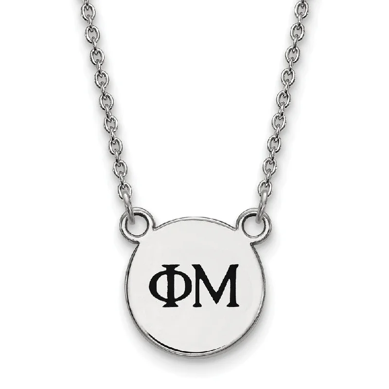 Engraved promise necklace-Sterling Silver Phi Mu XS (Tiny) Enamel Greek Letters Necklace