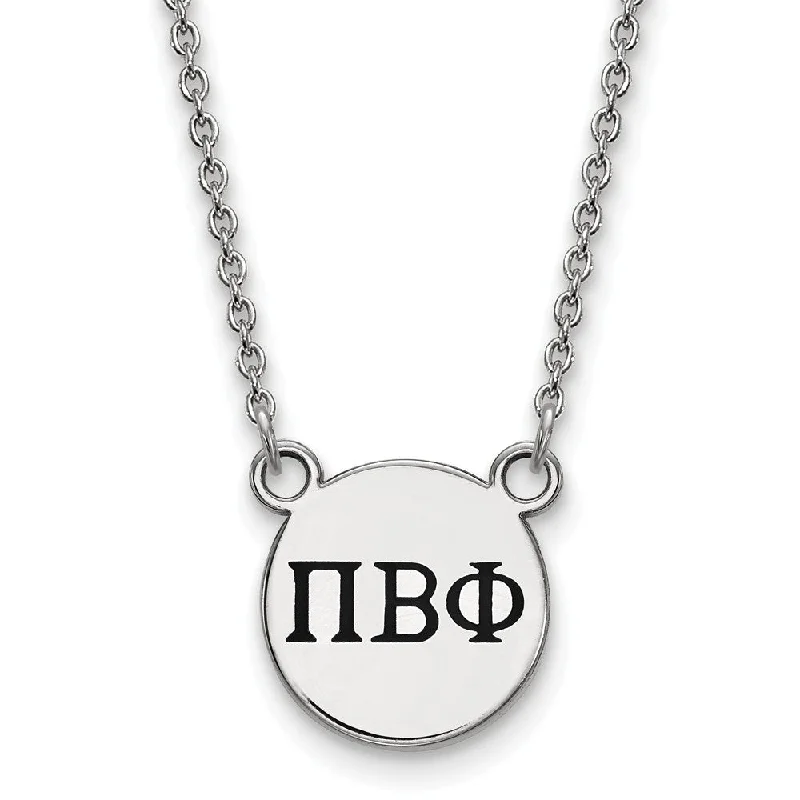 Rose quartz necklace-Sterling Silver Pi Beta Phi Small Enamel Greek Letters Necklace