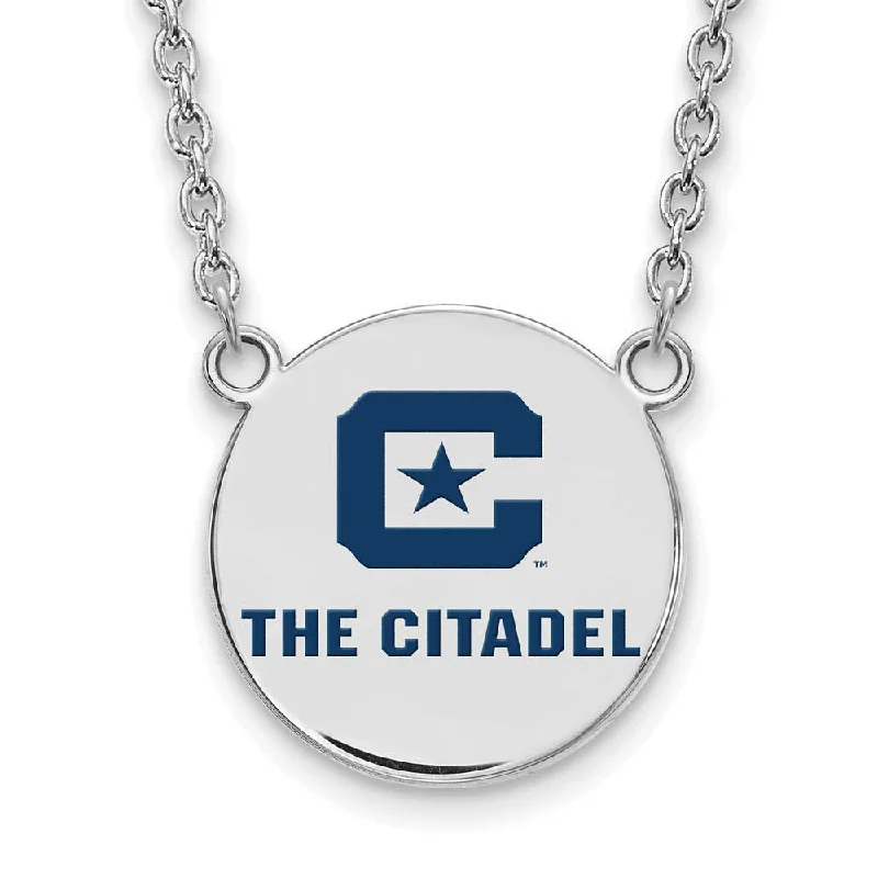 Black diamond necklace-Sterling Silver Rhodium Plated The Citadel LG Enamel Necklace, 18 Inch