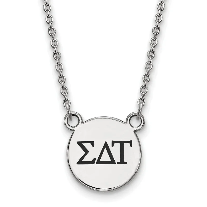 Sterling Silver Sigma Delta Tau Small Enamel Greek Letters Necklace