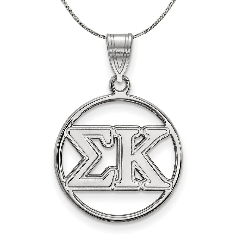 Sterling Silver Sigma Kappa Medium Circle Greek Necklace