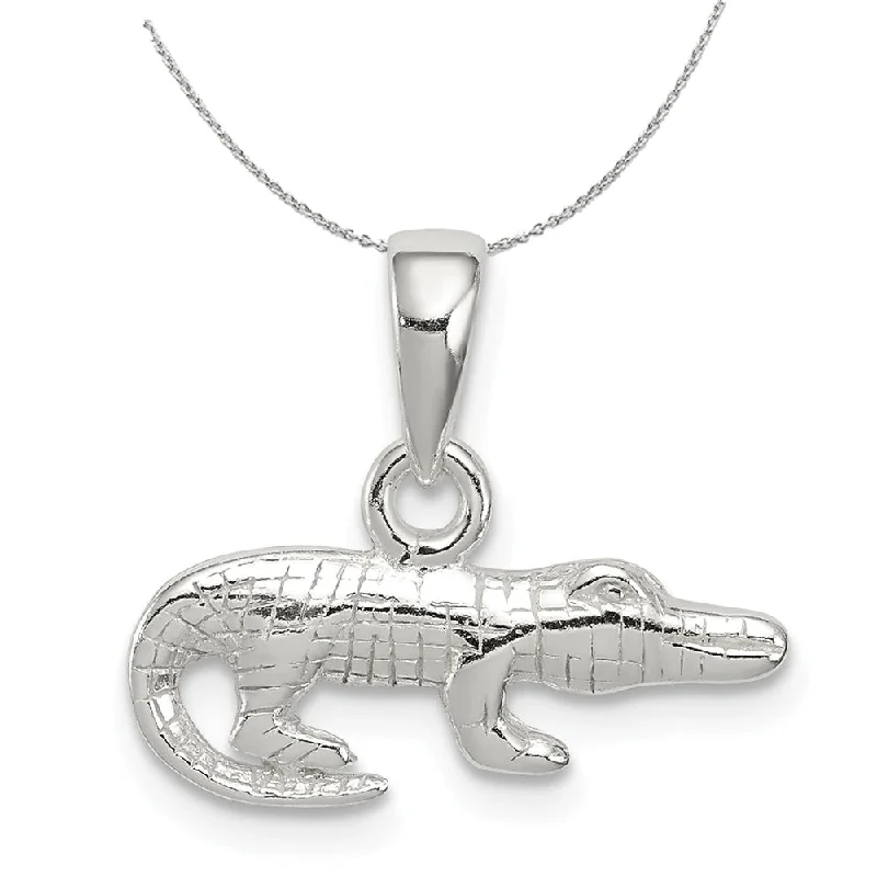 Infinity twist necklace-Sterling Silver Small 2D Alligator Necklace