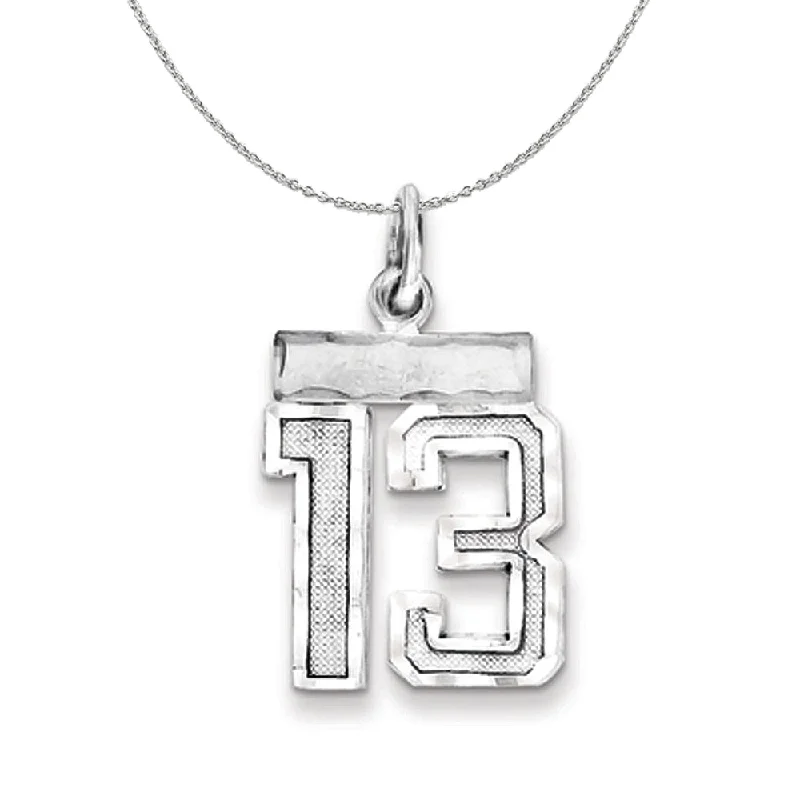 Cushion cut necklace-Sterling Silver, Varsity Collection, Small D/C Number 13 Necklace