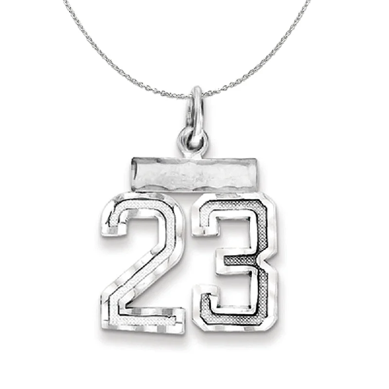 Ocean wave necklace-Sterling Silver, Varsity Collection, Small D/C Number 23 Necklace