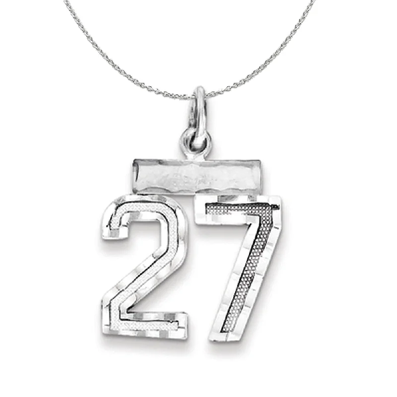 Sterling Silver, Varsity Collection, Small D/C Number 27 Necklace